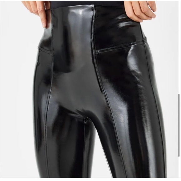 SPANX faux patent leather leggings black SIZE XL 1295 - Picture 2 of 9